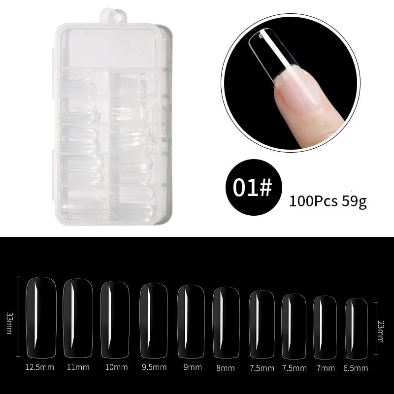 100Pcs False Full Nail Tips Quick Building Mold Tips Nail Dual Forms Finger Extension Nail Art UV extension Easy Find Nail Tools-Nail Inspo