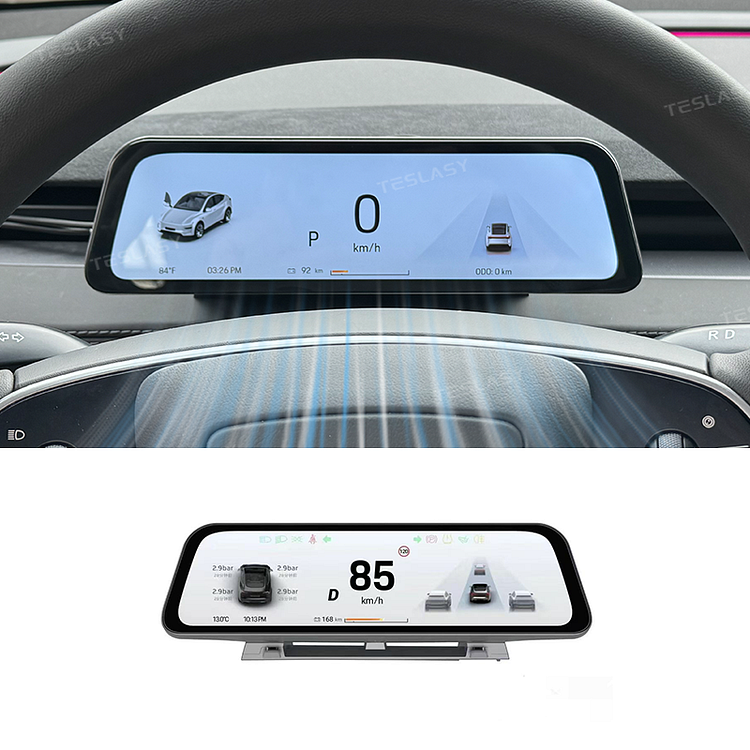 Teslasy T9 Pro 9.6-Inch Instrument Cluster Dashboard Head Up Display With Bottom Air Vent For Model Y/Y Juniper & Model 3/3 Highland