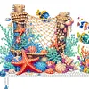 (US Local)Ocean Goblin 5D DIY Wooden Door Topper Diamond Painting Door Corner Decor