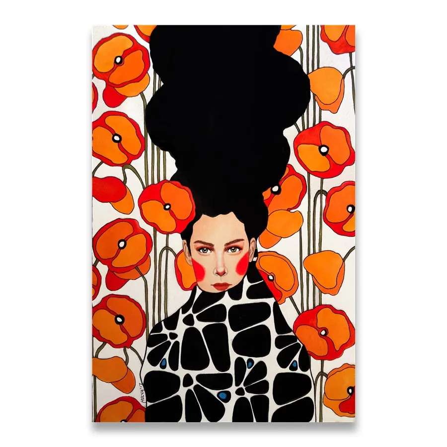 Vintage Abstract Girl Hair Flower Women Wall Art Canvas Painting Fashion Nordic Poster Wall Pictures For Living Room Unframed