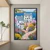 (Big Size)Colorful Houses On The Coast - 14CT Stamped Cross Stitch - 40*60cm - Landscape