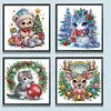 (US Local)4pack Xmas Animal-Special Shaped Diamond Painting Kit(30x30cm)