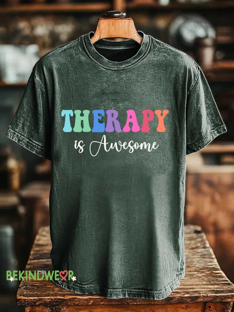 THERAPY Is Awesome T-shirt Green / S