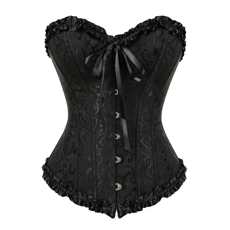 Billionm Sapubonva Corset Sexy Women's Plus Size Corsets and Bustiers Overbust Floral Gothic Brocade Corselet Clothing Top White Black