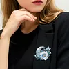 4Pcs Diamond Painting Brooch Diamond Painting Pins Jewelry Kit (Moon And Flower)