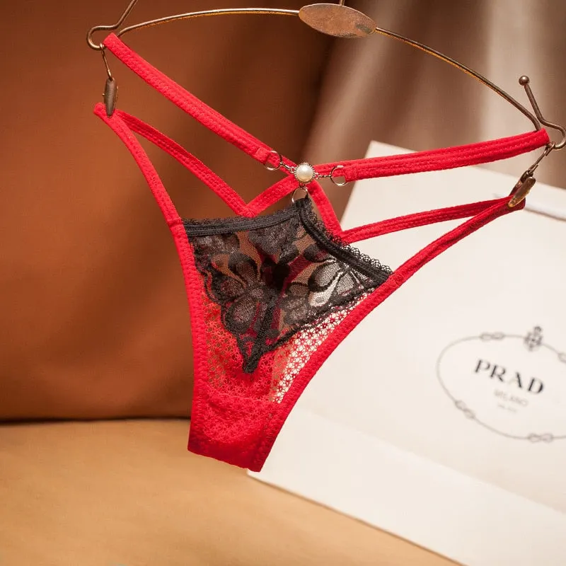 Women's T-String Cross Sexy Underpants Women's Hot Lace Thong Hollow Out Invisible Briefs Sexy T-Pants  Lingerie Femme Sexy