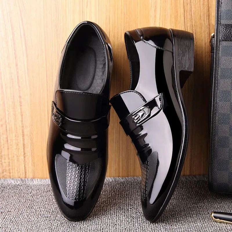 Business Men Dress Shoes slip on Patent Leather Shoes Male Formal Shoes Handsome Men Pointed Toe Shoes for Wedding loafers s5