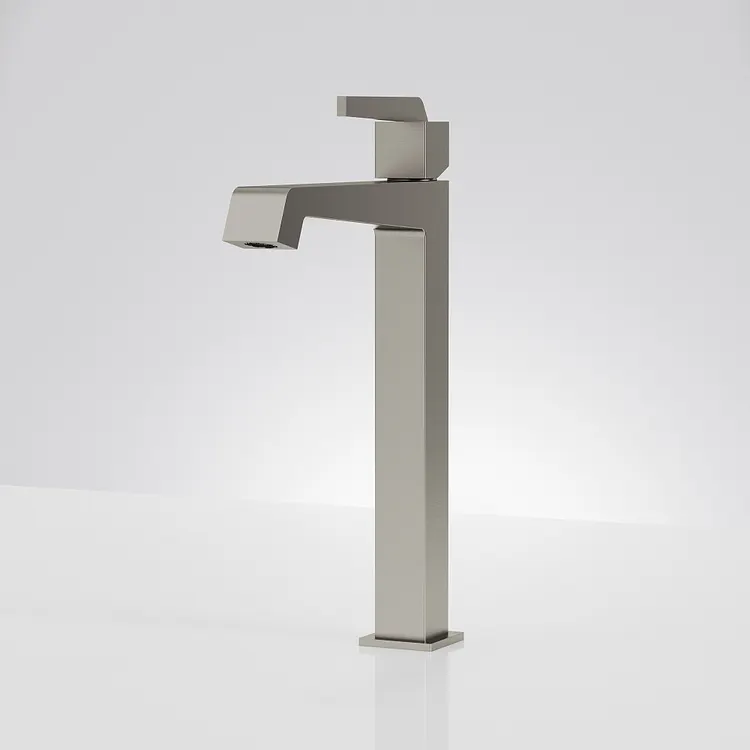 EVERSTEIN Modern Square Tall Vessel Sink Faucet in Brushed Nickel SFS-1312B-NK