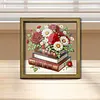 Diamond Painting Wooden Double-Sided Rose and Book Ornaments Kit with Photo Frame Desktop