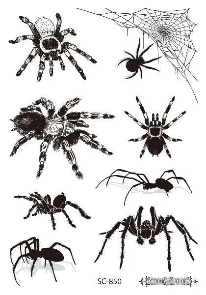 12 Kinds Big 3D Spider Tattoo Waterproof Halloween Temporary Body Art Sticker Disposable Make Up Scary tatouage temporaire