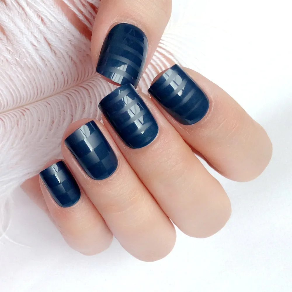 Shine Nude Acrylic Fake Nails Glitter Silver Black White False Nails DIY Nail Art Press On Nail Manicure Material 24Pcs-Nail Inspo