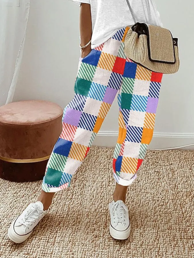 Women'S Printed Lace-Up Loose Casual Pants
