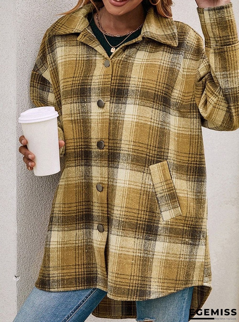 Loose Casual Plaid Single-breasted Shirt Jacket | EGEMISS