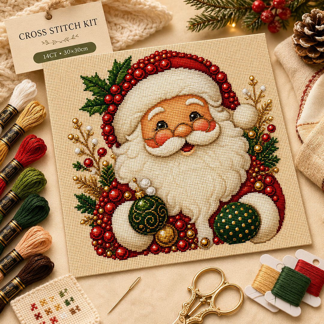 Santa Ornament-14CT Stamped Cross Stitch 30x30cm