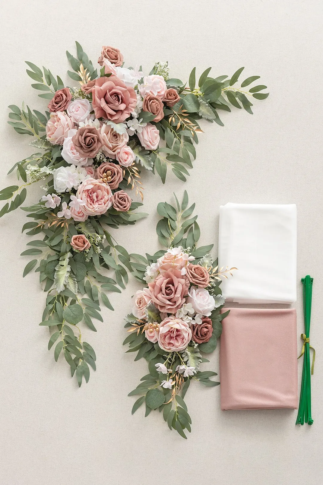 Flower Arch Decor with Drapes in Dusty Rose & Cream
