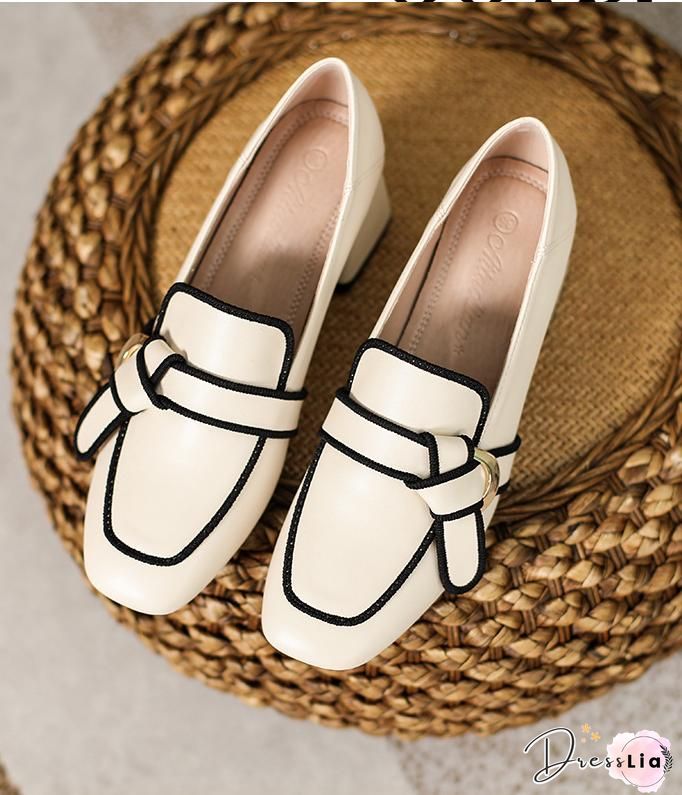 Contrast Color Square Toe Loafers