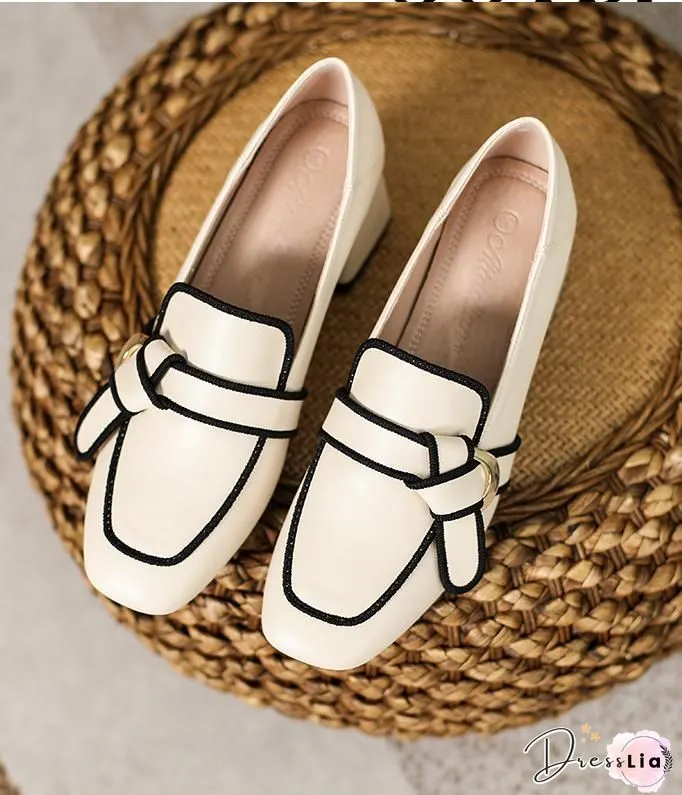 Contrast Color Square Toe Loafers