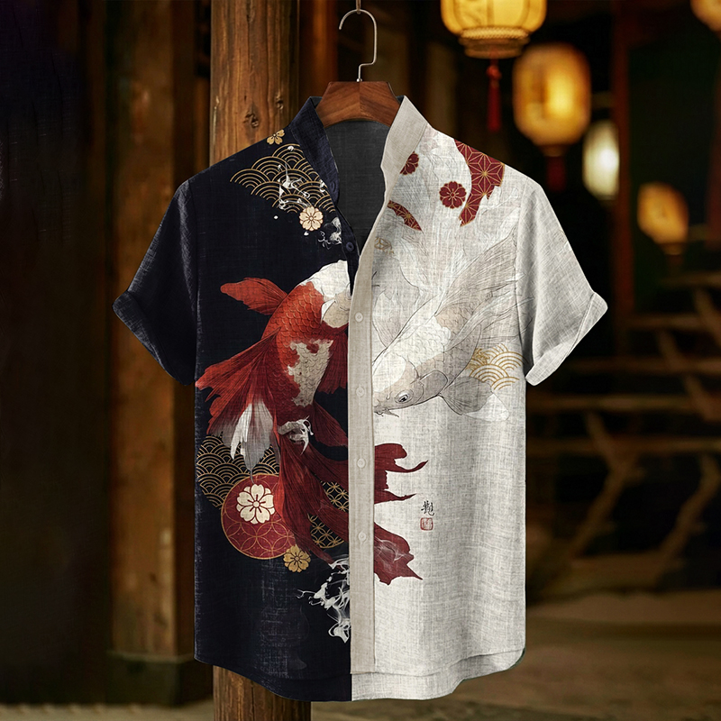 Japanese Samurai Dragon Print Shirt elevenforest