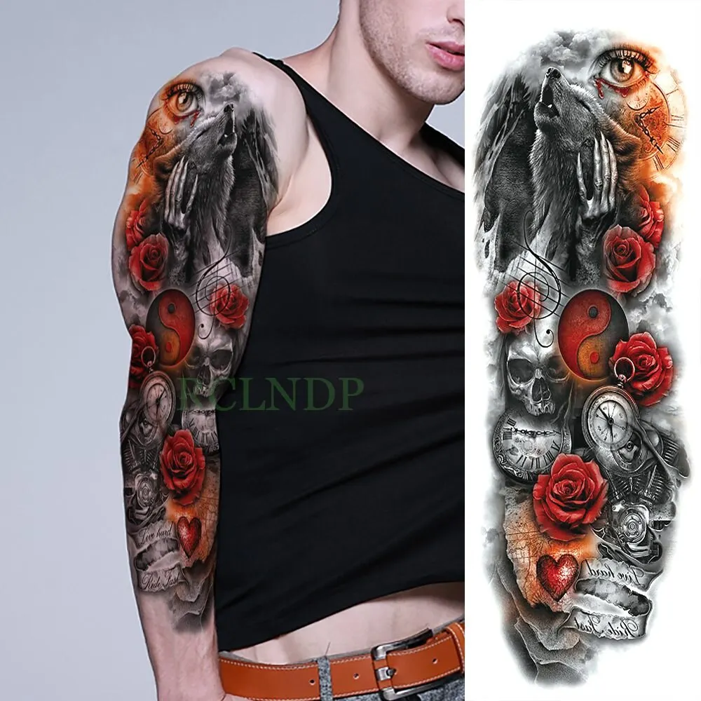 Waterproof Temporary Tattoo Sticker dragon Chinese style full arm fake tatto flash tatoo big size sleeve tato for men women