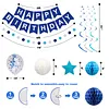 Birthday Decorations, Happy Birthday Banner with Birthday Balloons, Honeycomb Balls, Hanging Swirls, Circle Dots Garland, Happy Birthday Party Decorations for Women Men Boys Girls (Blue)