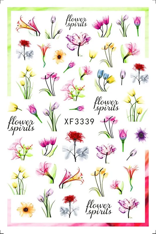 3D Nail Art Stickers Manicure Decoration Design Nail Art Decal Green Clover Leaf Nail Art Designer Decals Beautiful Flower
