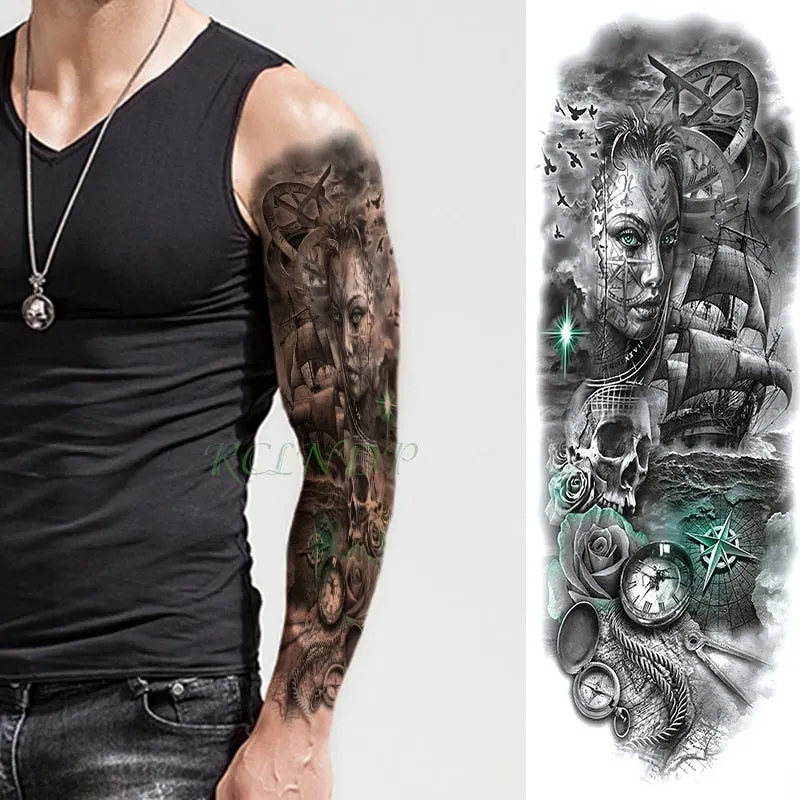 Waterproof Temporary Tattoo Sticker dragon Chinese style full arm fake tatto flash tatoo big size sleeve tato for men women