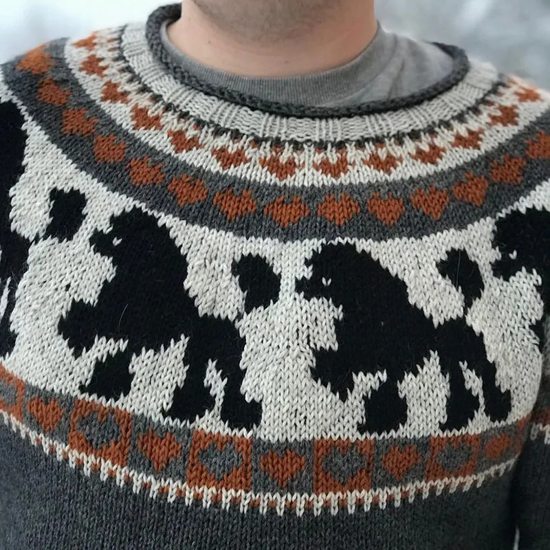 Vintage Puppy Graphics Knitted Iceland Sweater