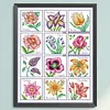 Year Round Flowers-14CT Stamped Cross Stitch 45*56cm/17.72*22.05in(Brand)