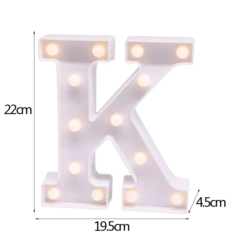 DIY LED Letter Night Light Creative 26 English Alphabet Number Battery Lamp Romantic Wedding Party Decoration
