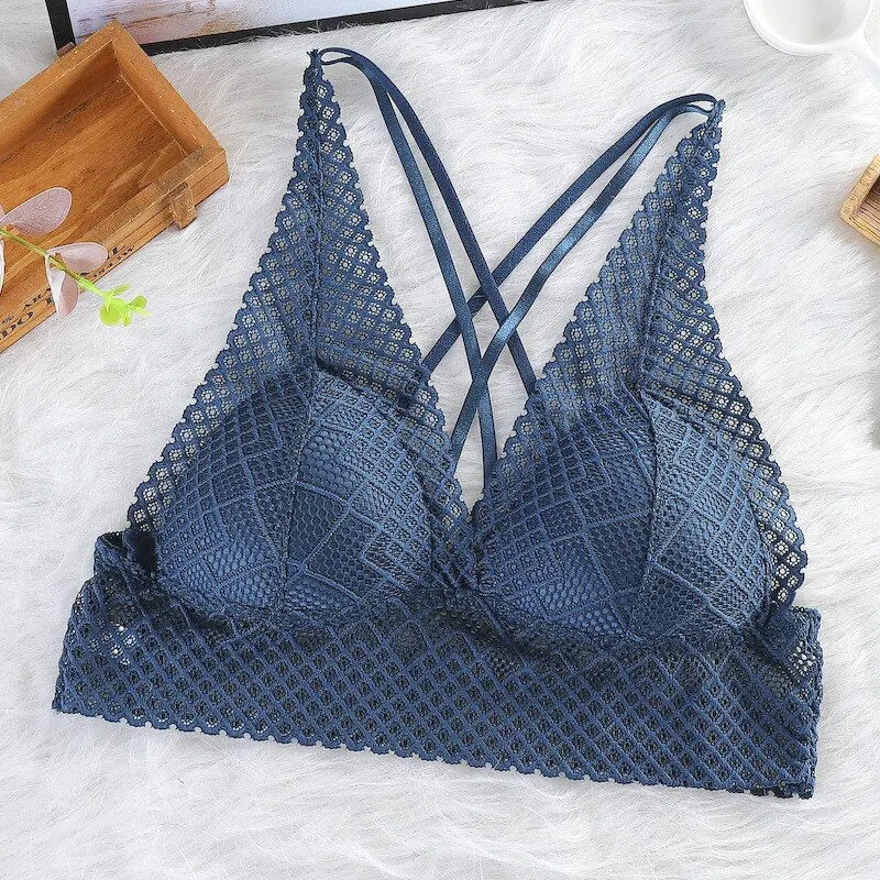 Lace Bralette Sexy Bras For Women Hollow Out Lace Bra Crop Top Wireless Underwear Deep V Push Up Bra Sexy Lingerie Hot