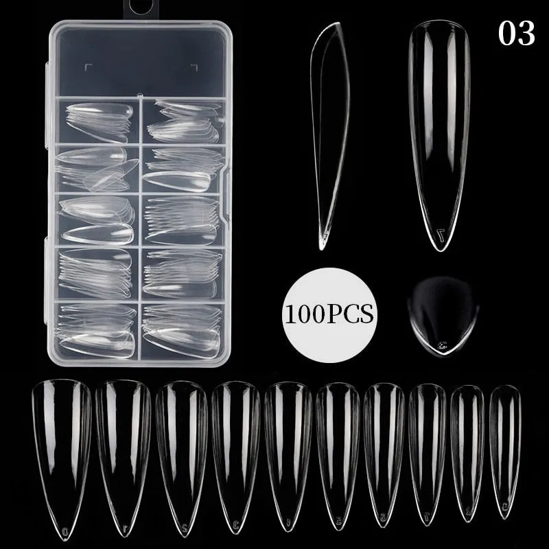120Pcs False Full Nail Tips Quick Building Mold Tips Nail Dual Forms Finger Extension Nail Art UV extension Easy Find Nail Tools-Nail Inspo