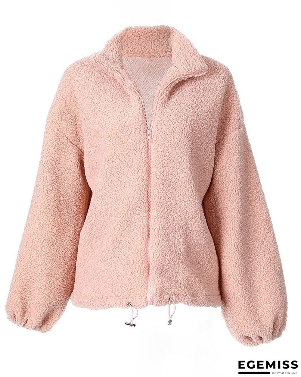 Lantern Sleeve Zip Front Teddy Coat | EGEMISS