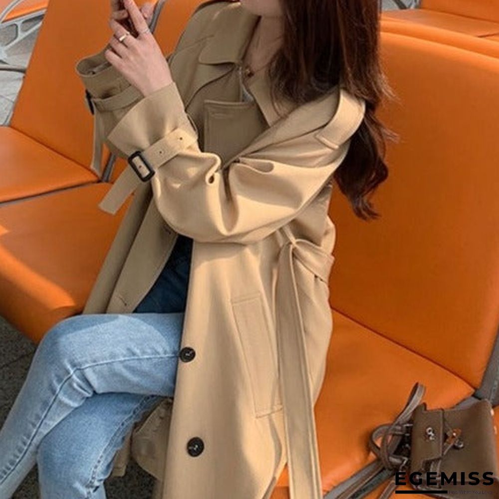 Long Loose Over-the-knee Coat In Women's Windbreaker | EGEMISS