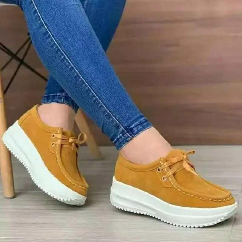 Qengg Qengg With Round Head Casual Sports Shoes Female Womens Sneakers, Suede Thick Bottom Sneakers Female