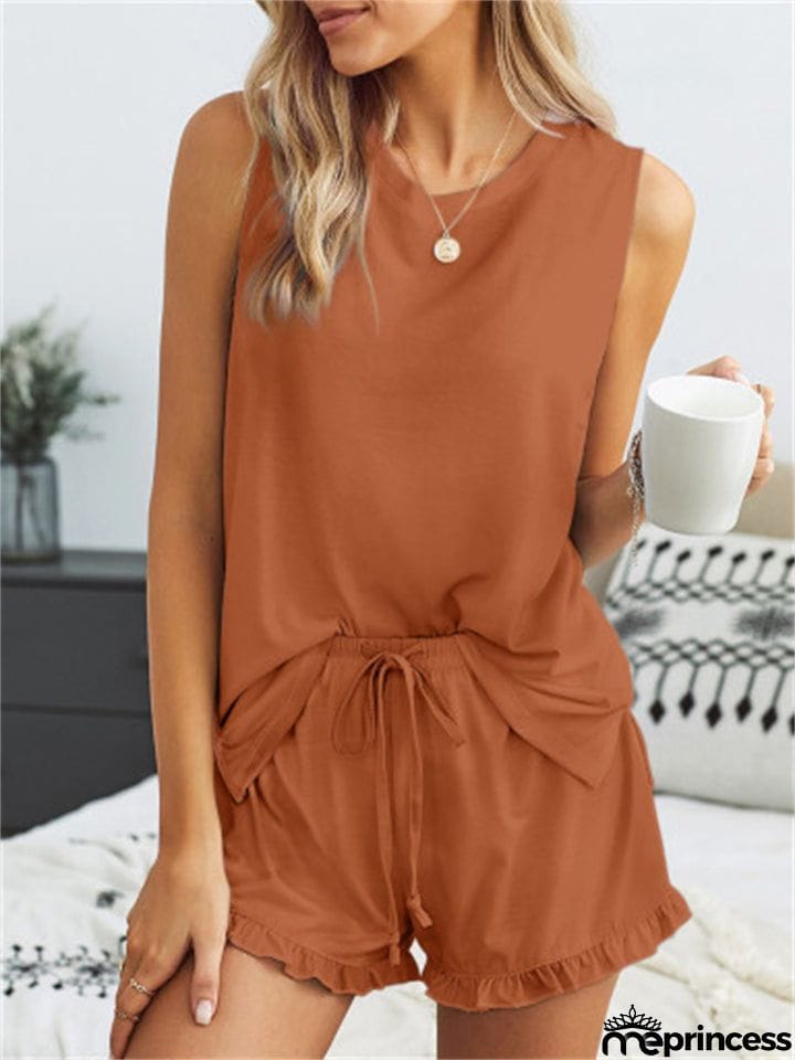 Women's Loose Cozy Round Neck Sleeveless Summer Sets