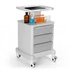 [US Local Warehouse] Medical Cart with 3 Drawers & 4 Wheels & 1 Top Tray Rolling Cart 66 LBS Load Salon Trolley for Hospital Office Bedroom Clinic