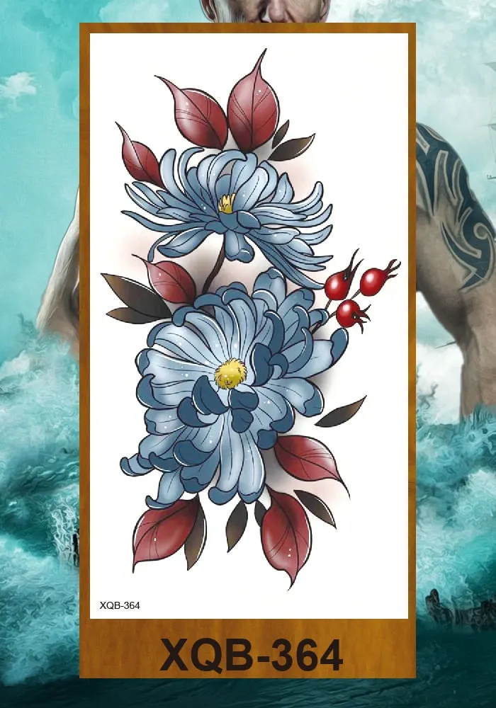 Temporary Tattoo Stickers Women Girl Arm Buttocks Chest Art Fake Tatoo Flowers Chain Body Makeup Waterproof Lily Chrysanthemum