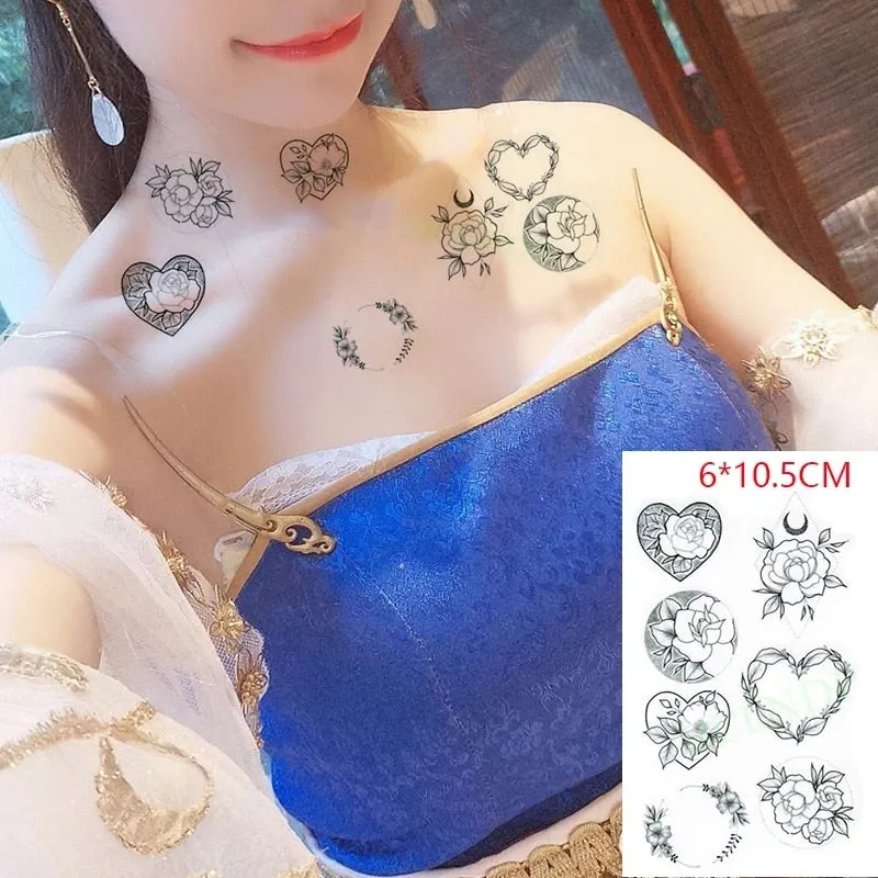 Waterproof Temporary Tattoo Sticker Body Art Love Wave Heartbeat Line Small Size Fake Tatto Flash Tatoo for Girl Women