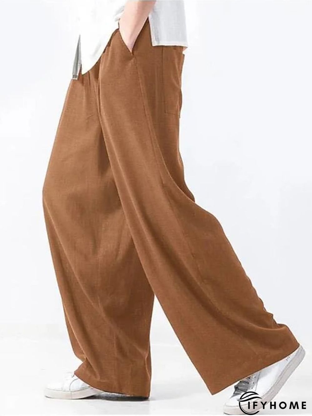 Men's Linen Pants Trousers Summer Pants Beach Pants Drawstring Elastic Waist Plain Breathable Soft Casual Daily Holiday Linen / Cotton Blend Fashion Streetwear Black Yellow Micro-elastic | IFYHOME