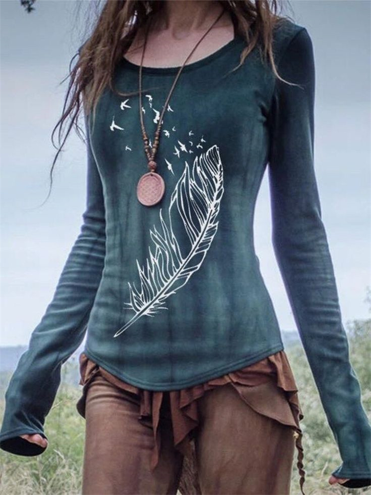 Feather Graphic Tribal Tie Dye T Shirt elevenforest
