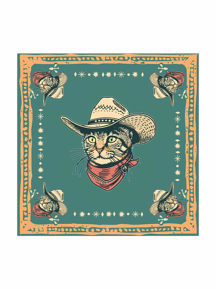 Western Cowcat Cotton Bandana