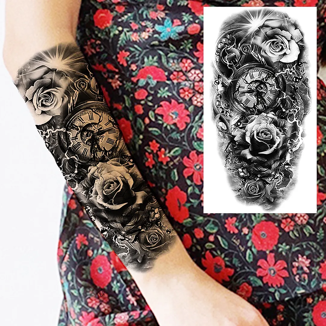 Halloween Clown Joker Scary Temporary Tattoos For Men Women Realistic Scary Lion Waterproof Tattoo Forearm Tatoos Vampire