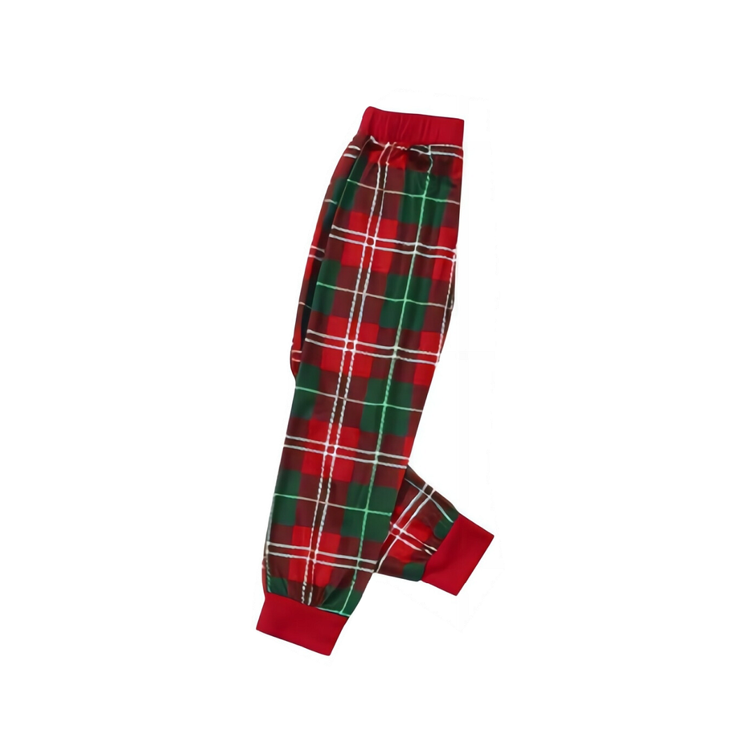 Christmas 2024 "Believe" Letter White Long Sleeve Top with Red & Green Plaid Pants Couple Matching Pajamas