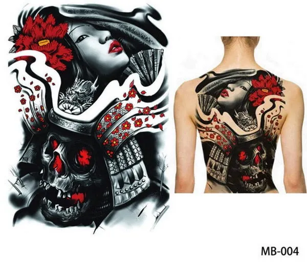 Big Large Full Back Chest Tattoo large tattoo stickers fish wolf Tiger Dragon waterproof temporary flash tattoos cool men women