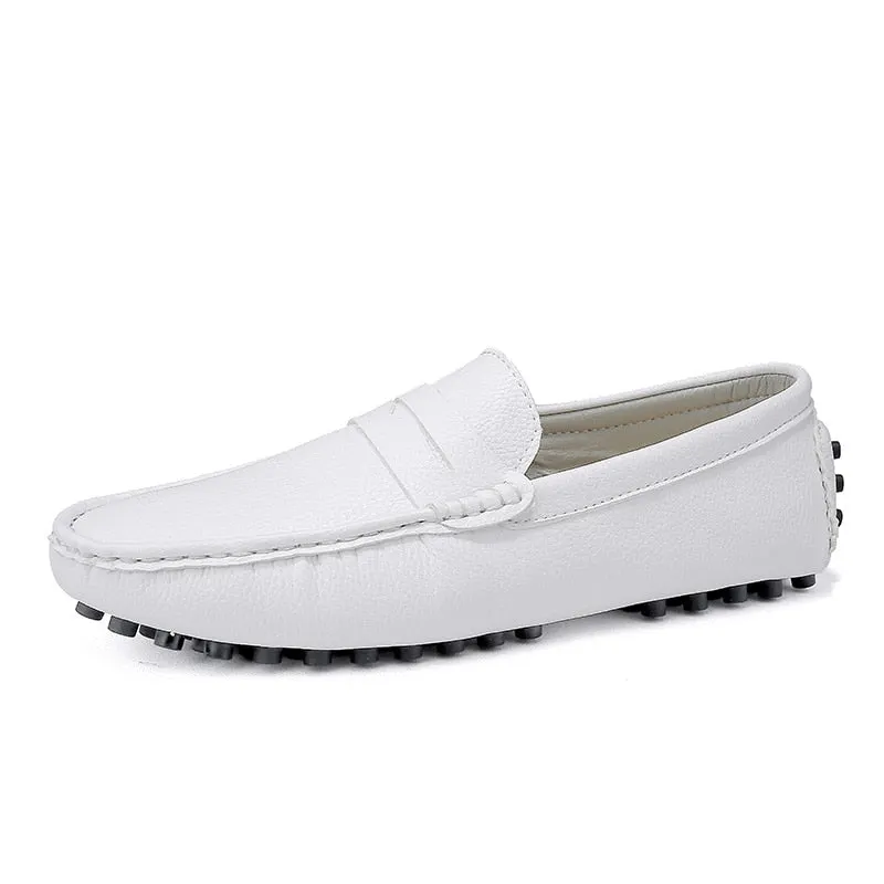 Genuine Leather Men Shoes Luxury Brand Formal Casual Mens Loafers Moccasins Soft Breathable Slip on Boat Shoes Plus Size 39-50