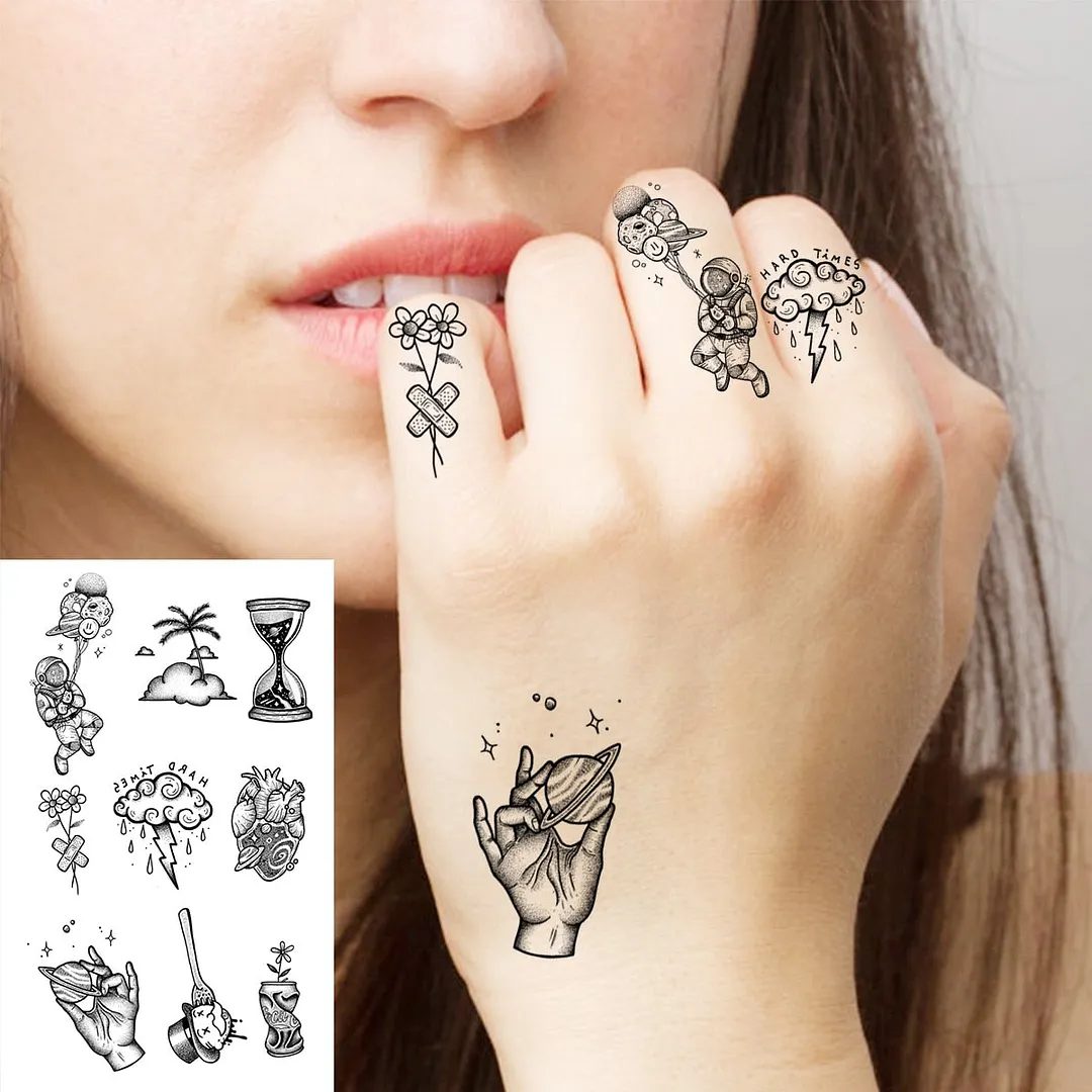 Realistic Butterfly Wrist Temporary Tattoos For Women Girl Moon Sun Whale Rose Flower Fake Tattoo Sticker Fashion Washable Tatoo