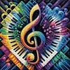 Peinture diamant en forme de notes_special de piano-30*30cm