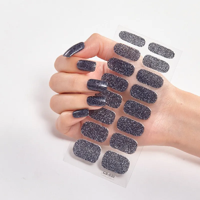 Nails Art Decoration Glitter Series Powder Sequins Decals Plain Stickers Nails Sticker Designer Nail Strips Women Nail Designs