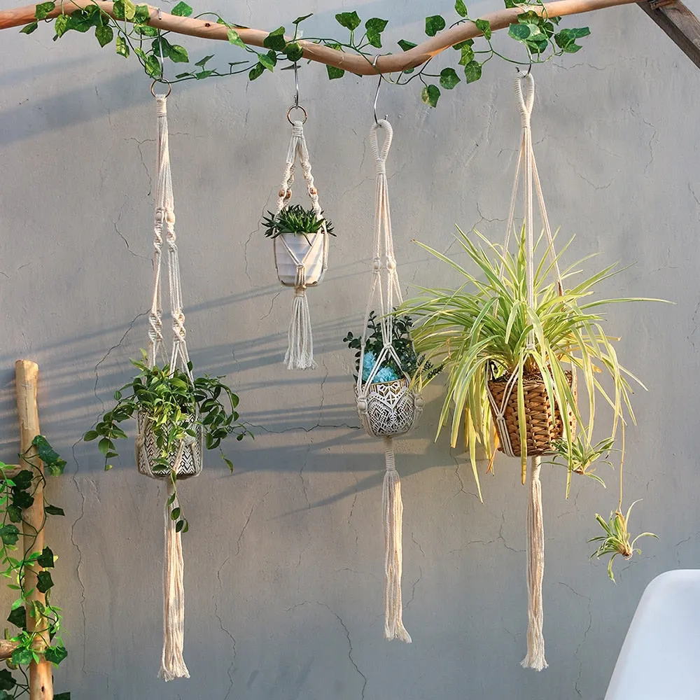Boho Macrame Plant Hanger Indoor Outdoor Hanging Planter Decor Basket Flower Pot Holder Garden Home Decor Decoration