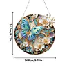 (Upgrade Size)DIY Double Sided Effect Diamond Painting Hanging Pendant Kit (Flower Butterfly)